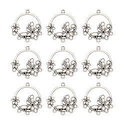 Antique Silver Tibetan Style Alloy Connector Rhinestone Settings, Flower, Antique Silver, Fit for 2mm rhinestone, 36x32x3mm, Hole: 2mm