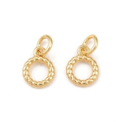 Настоящее золото 18K Латунные подвески, кольцо прелести, долговечный, без свинца и без кадмия, стойки покрытие, с целью перехода в кольце, реальный 18 k позолоченный, 10x7.5x1.5 мм, отверстие : 3.3 мм