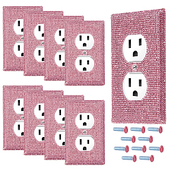 Роза Пластиковая защитная накладка на выключатель со стразами, крышка электрической розетки, с винтами, прямоугольные, роза, 117x72x8 мм