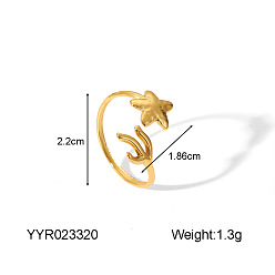 Морская звезда 304 регулируемые манжеты из нержавеющей стали с открытыми кольцами для женщин, морская звезда, 18.6 мм, размер США 12 3/4 (22 мм)