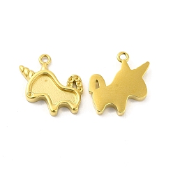 Настоящее золото 14K Ионное покрытие (ip) 304 подвеска из нержавеющей стали со стразами, единорог, реальный 14 k позолоченный, пригодный для стразов 0.8 мм, 15.5x16x2.3 мм, отверстие : 1.2 мм