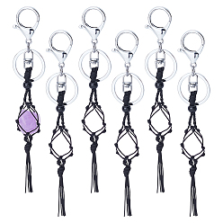 Черный 6шт. брелок из нейлоновой нити, с застежкой-карабином из сплава и кольцами, чёрные, 180 мм, 6 шт / комплект