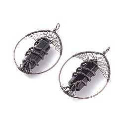 Obsidian Natural Obsidian Big Pendants, with Brass Findings, Teardrop, 69~71x49~51.5x15~18mm, Hole: 5x6mm