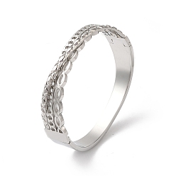 Stainless Steel Color Non-Tarnish Cross 304 Stainless Steel Hollow Hinged Bangles for Women, Stainless Steel Color, Inner Diameter: 2-3/8x2 inch(6.05x5.05cm), 13mm