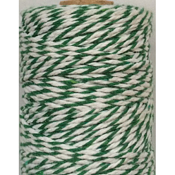 Зеленый Хлопковый шнур макраме, витая хлопковая веревка, окрашенные, для поделок, Подарочная упаковка, зелёные, 2 мм, около 10.93 ярдов (10 м) / рулон