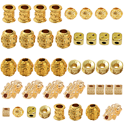 Oro 40 cuentas de aleación de estilo 8 piezas, pixiu y columna y rectángulo, dorado, 7~16x6~10 mm, agujero: 2.5~4.5 mm, 5 piezas / estilo