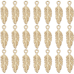 Матовый Золотой Цвет 50Шармы из сплава в тибетском стиле, перо, без свинца, без никеля и без кадмия, матовый золотой цвет, 15x5x1.5 мм, отверстие : 1 мм