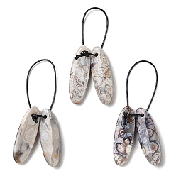 Oval 2шт. подвески из натурального мексиканского агата, подвески с драгоценными камнями, овальные, 28.5x9x4.5 мм, отверстие : 1.4 мм