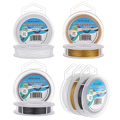 Mixed Color 3 Colors Tiger Tail Wire, 304 Stainless Steel Wire, White & Goldenrod & Black, Mixed Color, 24 Gauge, 0.5mm, about 30m/roll, 1roll/color, 3rolls/set