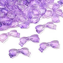 Blue Violet Two-Tone Transparent Acrylic Beads, Bowknot, with Glitter Powder, Blue Violet, 14x29x6mm, Hole: 1.6mm, about 450pcs/500g