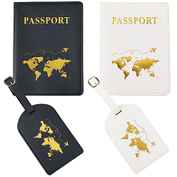 (52) Непрозрачная лаванда 2шт. багажная бирка из искусственной кожи и 2шт. комплект обложек для паспорта, прямоугольные, разноцветные, 165x70x7 мм