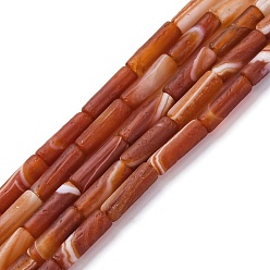 Red Agate Натуральный красный агат бисер нитей, окрашенная и подогревом, колонка, 12.5x4.5 мм, отверстие : 1.4 мм, около 30 шт / нитка, 14.80'' (37.6 см)