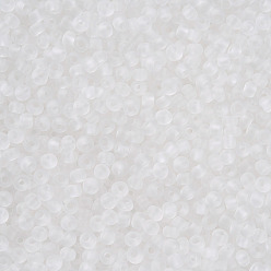 Clear 12/0 Grade A Round Glass Seed Beads, Transparent Frosted Style, Clear, 2x1.5mm, Hole: 0.8mm, 30000pcs/bag