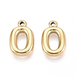 Настоящее золото 18K Ионное покрытие (ip) 304 подвески из нержавеющей стали, число 0, реальный 18 k позолоченный, 17x10.5x3 мм, отверстие : 1.5 мм