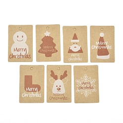 Mixed Shapes Rectangle Paper Gift Tags, Hange Tags, For Arts and Crafts, with Christmas Themed Pattern, Christmas Themed Pattern, 5.5x3.6x0.04cm, Hole: 4mm, 100pcs/bag