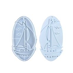 Ship Силиконовые формы, формы для литья смолы, для уф-смолы, изготовление изделий из эпоксидной смолы, белые, лодка, 211x118 мм, отверстие : 11.5 мм
