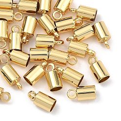 Real 18K Gold Plated SHEGRACE Brass Cord Ends, End Caps, Column, Cadmium Free & Nickel Free & Lead Free, Long-Lasting Plated, Real 18K Gold Plated, 4.5x4.5x9mm, Hole: 1.8mm
