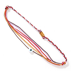 Красный Богемный стиль смоляные бусины от сглаза плетеные браслеты из бисера, регулируемые браслеты из волоконного шнура для женщин, красные, внутренний диаметр: 11 дюйм (28 см)