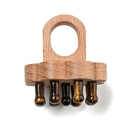 Тигровый глаз Натуральный массажер для кожи головы «Тигровый глаз», гребешок для кожи головы с деревянной головкой, инструмент для расслабляющего массажа головы от стресса, цветка сливы, 65x56x56 мм