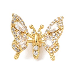 Прозрачный Латунные микро проложить кубического циркония подвески, очарование бабочки, реальный 18 k позолоченный, прозрачные, 17.5x20.5x9 мм, отверстие : 1.8 мм