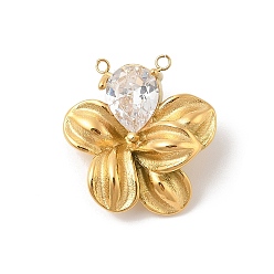 Золотой 304 подвески из нержавеющей стали, цветок ссылку, ионное покрытие (ip), со стеклом, золотые, 23.5x23x7 мм, отверстие : 1.4 мм