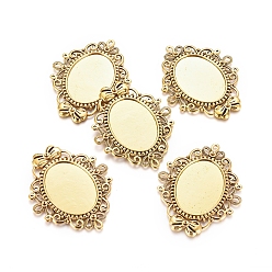 Античное Золото Сеттинги для кабошонов или кулона, сплав, тибетский стиль , без свинца и без кадмия, античное золото , овальный поднос: 32x24 мм, 57x46x2.5 мм, отверстие : 3.5 мм