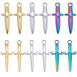(52) Непрозрачная лаванда 24 шт. 6 стили 201 и 304 подвески из нержавеющей стали, меч прелести, разноцветные, 24.5~27.5x9~10.5x2.5~4 мм, отверстие : 1.5~2 мм, 4 шт / стиль