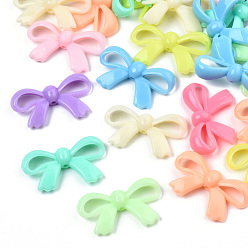 Mixed Color Opaque Acrylic Beads, Bowknot, Mixed Color, 18x30x5.5mm, Hole: 1.6mm, about 600pcs/500g