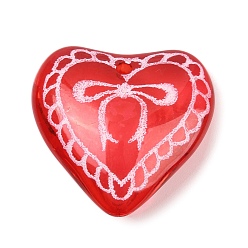 Красный Печатные акриловые подвески, аэрозольной краской, сердце, красные, 32x33.5x11.5 мм, отверстие : 2 мм