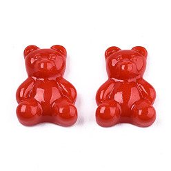 Красный Непрозрачные кабошоны из смолы, медведь, красные, 20x15x6~7 мм