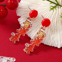 Нержавеющая Сталь Цвет Рождественские акриловые серьги-гвоздики, 304 штифт из нержавеющей стали, цвет нержавеющей стали