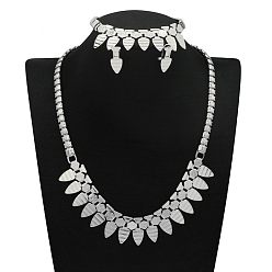 Teardrop Комплекты из цепочек из сплава, серег-гвоздиков и браслетов, платина, слеза, 430мм и 192мм и 20x8мм