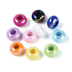 (52) Непрозрачная лаванда УФ-покрытие непрозрачные акриловые европейские бусины, радужный, рондель, большое отверстие шарик, разноцветные, 14x8 мм, отверстие : 5.6 мм