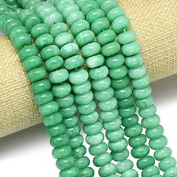 Средний Морско-зеленый Натуральный Malaysia нефритовые бусы пряди, окрашенная и подогревом, рондель, средний морской зеленый, 10~10.5x5.5~6 мм, отверстие : 1~1.2 мм, около 67~69 шт / нитка, 15.28''~15.47'' (38.8~39.3 см)