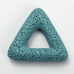 Cadet Blue Synthetic Lava Rock Big Triangle Pendants, Dyed, Cadet Blue, 51x56x11mm, Hole: 18x20mm