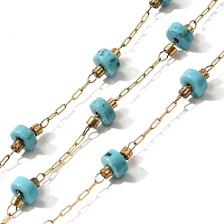 Темно-Голубой 304 плоские круглозвенные цепи из нержавеющей стали, несварные, с бусинами ангелита, реальный 18 k позолоченный, с катушкой, глубокое синее небо, 2x0.5x0.1 мм, 5 м / рулон