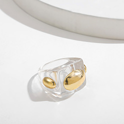 Прозрачный Милые кольца из смолы и пластика, для девочек, геометрические фигуры, прозрачные, внутренний диаметр: 17 мм