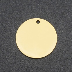 Golden 201 Stainless Steel Pendants, Stamping Blank Tag, Flat Round, Laser Cut, Golden, 18x1mm, Hole: 1.6mm