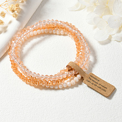 Сэнди Коричневый 4шт. набор из граненых круглых стеклянных бусин с гальваническим покрытием для женщин, песчаный коричневый, 6-7/8 дюйм (17.5 см)