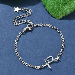 Нержавеющая Сталь Цвет 304 браслеты с сердцебиением из нержавеющей стали, браслеты-цепочки для женщин, цвет нержавеющей стали, 5-1/2 дюйм (14 см)