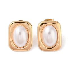 Золотой Ионное покрытие (ip) 304 серьги-гвоздики из пластика и нержавеющей стали, прямоугольные, золотые, 19.4x15.2 мм