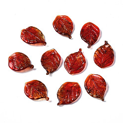 (123L) Белый крем непрозрачный блеск Кулон ручной работы бусины, с блеском порошок, лист, огнеупорный кирпич, 22~23x14~15x5 мм, отверстие : 1~1.5 мм