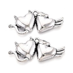 Античное Серебро Тибетский стиль сплава цинка подвески, сердце прелести, античное серебро, 18x38x4 мм, отверстие : 2 мм