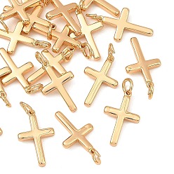 Plaqué 18K Or Véritable Pendentifs en laiton shegrace, charmes croisées, sans cadmium et sans plomb et sans nickel, réel 18 k plaqué or, 18.5x11x2mm, Trou: 3.5mm