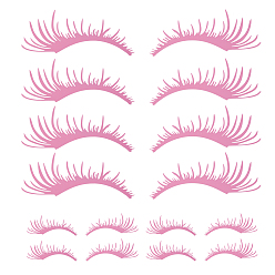 Pink 8 пары 2 стили водонепроницаемые наклейки из ПВХ в форме ресниц, для автомобильного освещения, украшение автомобиля, розовые, 111~120x55~249x0.1 мм, 4 пары / стиль