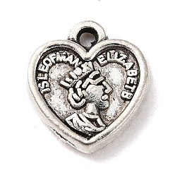 Antique Silver Tibetan Style Alloy Pendants, Heart, Antique Silver, 10x8.5x1.5mm, Hole: 1mm, about 1020pcs/bag