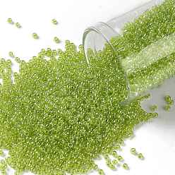 (105) Transparent Luster Lemon-Lime Toho runde Rocailles, japanische Rocailles, (105) transparenter Glanz Zitronen-Limette, 15/0, 1.5 mm, Bohrung: 0.7 mm, über 3000pcs / Flasche, 10 g / Flasche