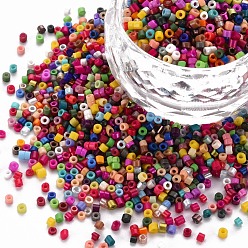 Gemischte Farbe Glaszylinderperlen, Perlen, Backen Farbe, Rundloch, Gemischte Farbe, 1.5~2x1~2 mm, Bohrung: 0.8 mm, ca. 45000 Stk. / Beutel, ungefähr 1Pfund/Beutel