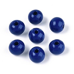 Темно-Синий Круглые бусины из натурального дерева схима, окрашенные распылением, темно-синий, 11.8~12.5x11 мм, отверстие : 2.5~3 мм