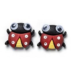 Красный Непрозрачные кабошоны из смолы, коровка, красные, 20x22x18 мм
